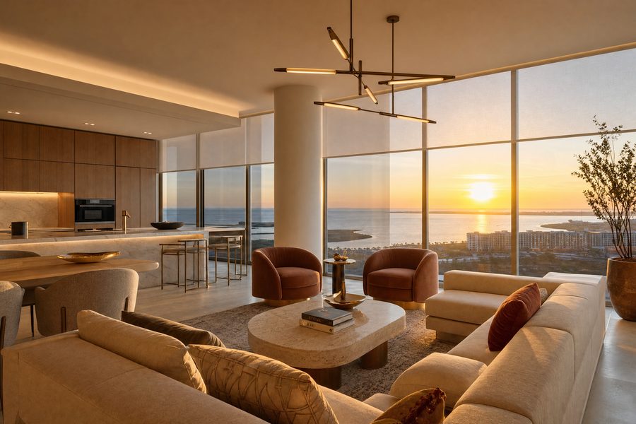 Motorized roller shades — downtown St. Pete condo