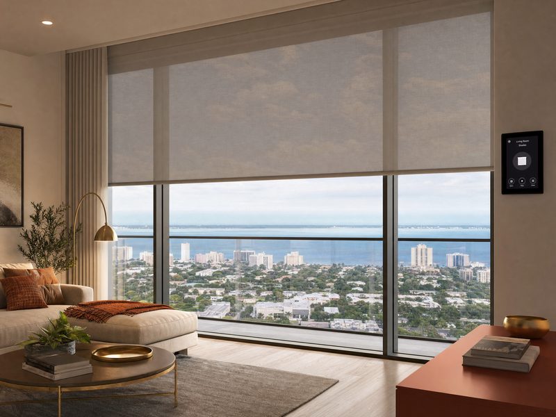 Hunter Douglas motorized shades in a downtown St. Pete high-rise condo